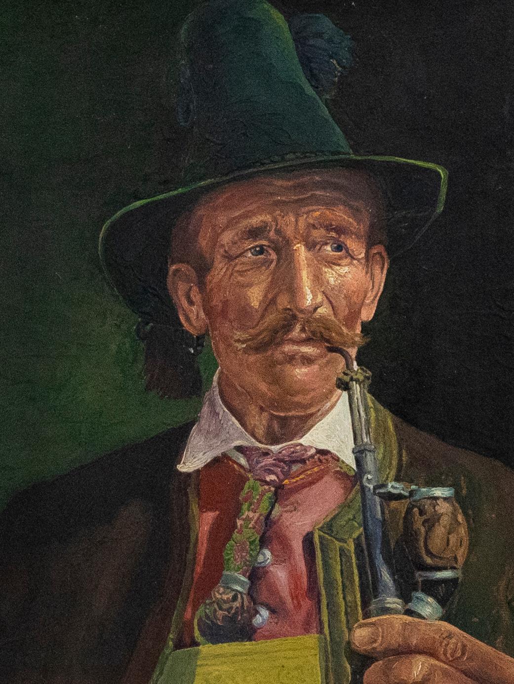 R. Murdlack - 1945 Oil, Bavarian Man - Painting by Unknown