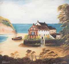 R. Neale  - Folk Art 1919 Oil, Beached