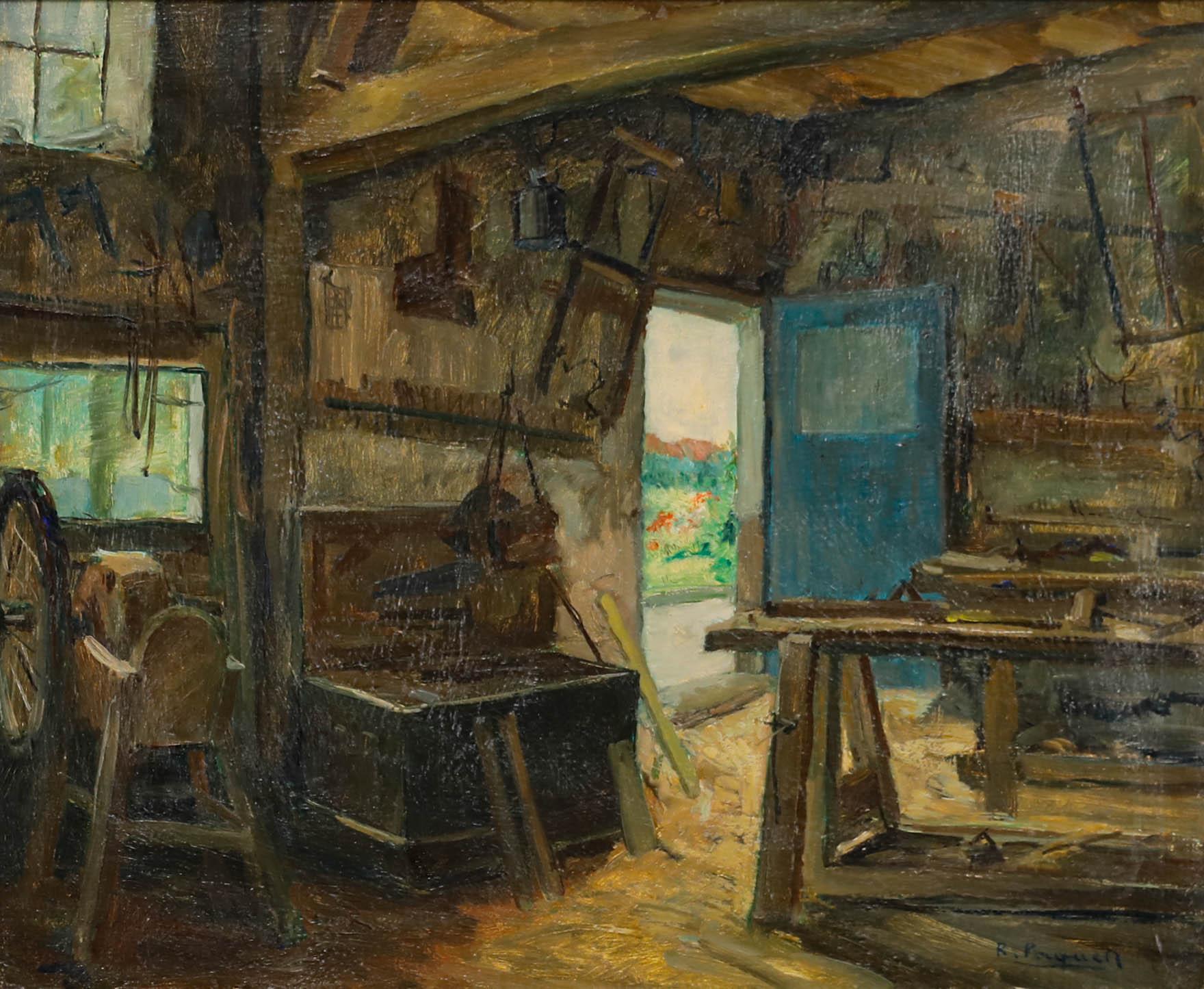 R. Paquen  - Huile du 20e siècle, The Workshop - Painting de Unknown
