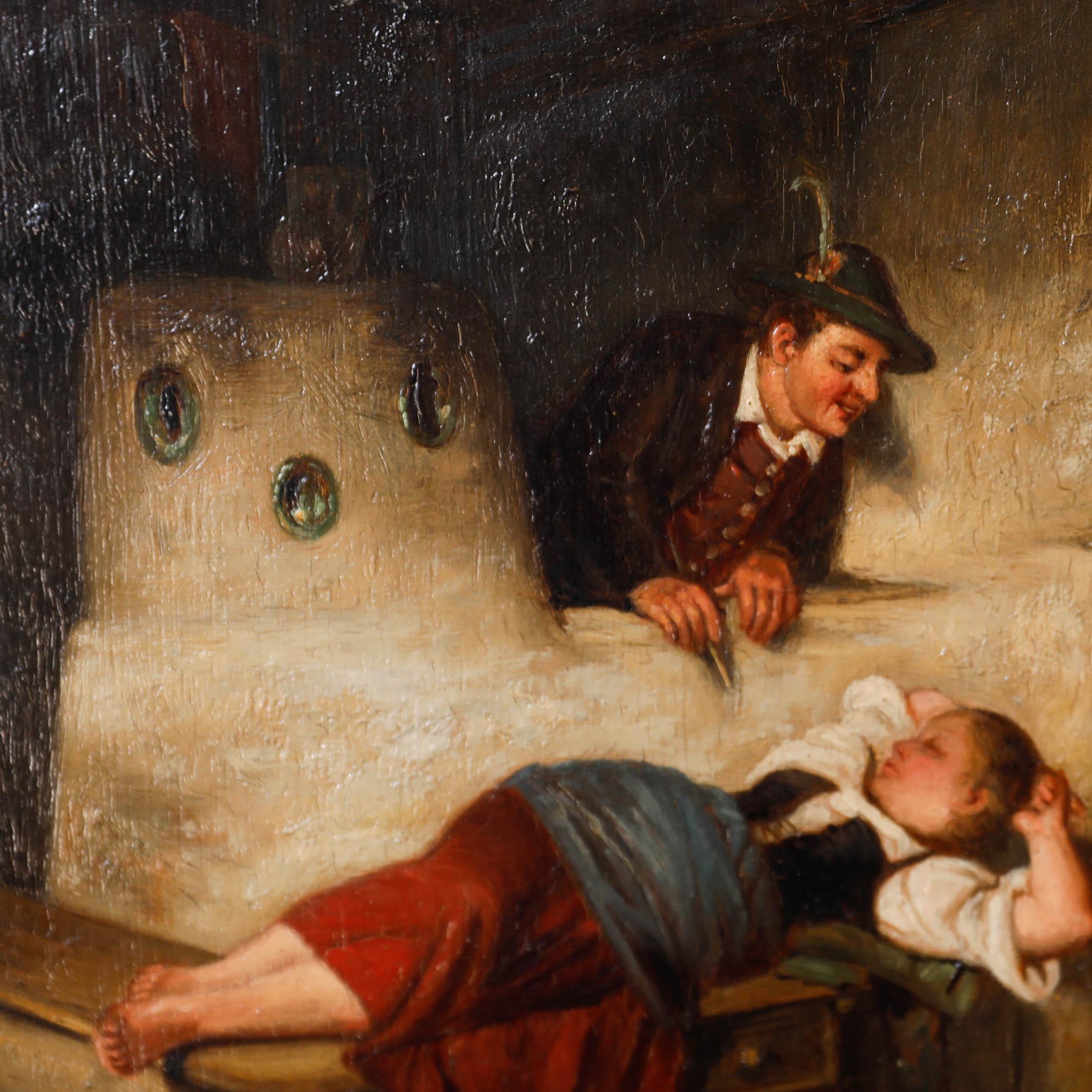 R. Pennhard - Olio del XIX secolo, Donna che dorme - Painting Impressionismo astratto di Unknown