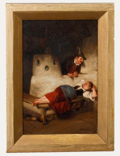 R. Pennhard - Olio del XIX secolo, Donna che dorme