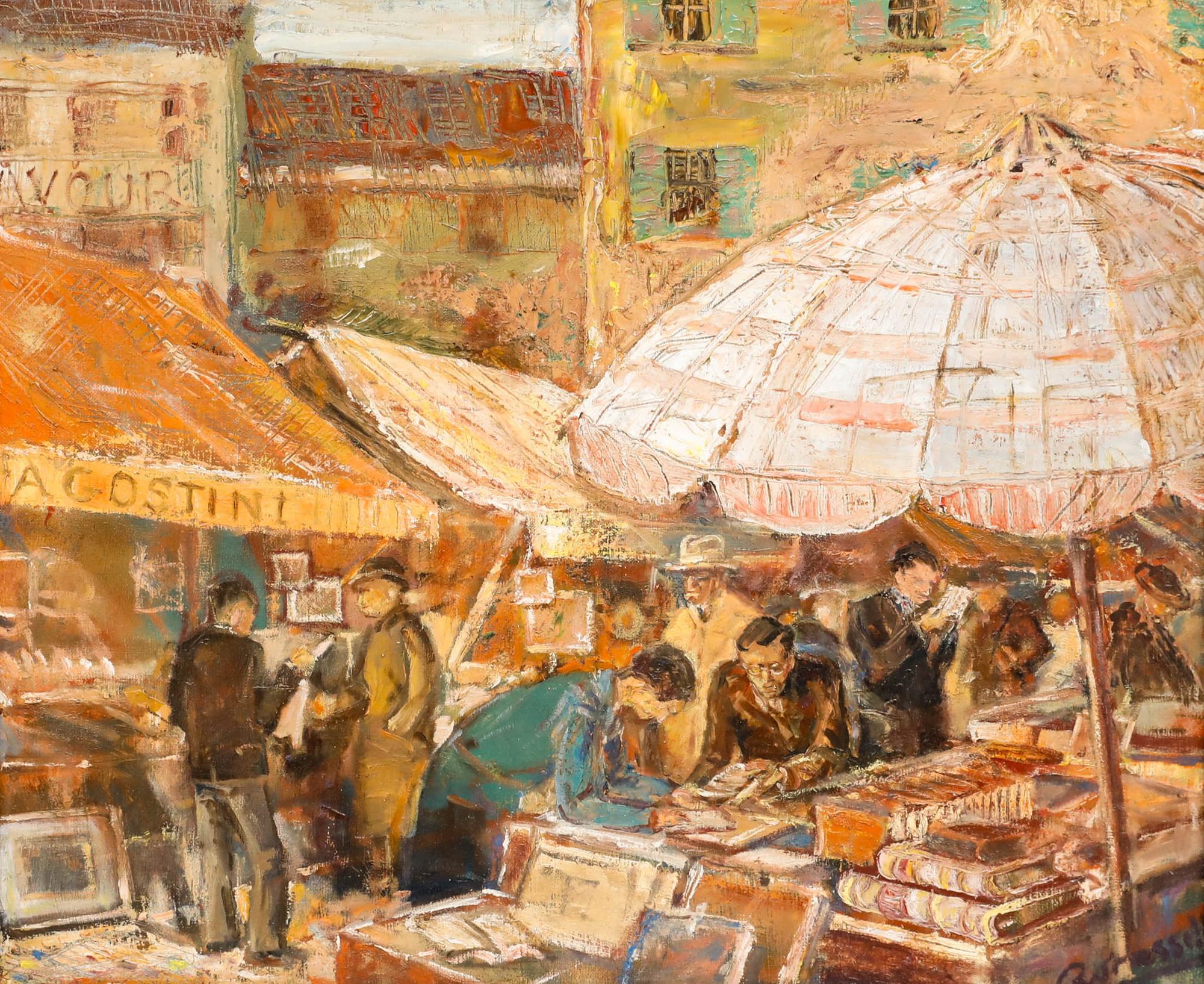 R. Van Hasselt  - 20e siècle Huile, Campo de Fiori, Roma - Painting de Unknown