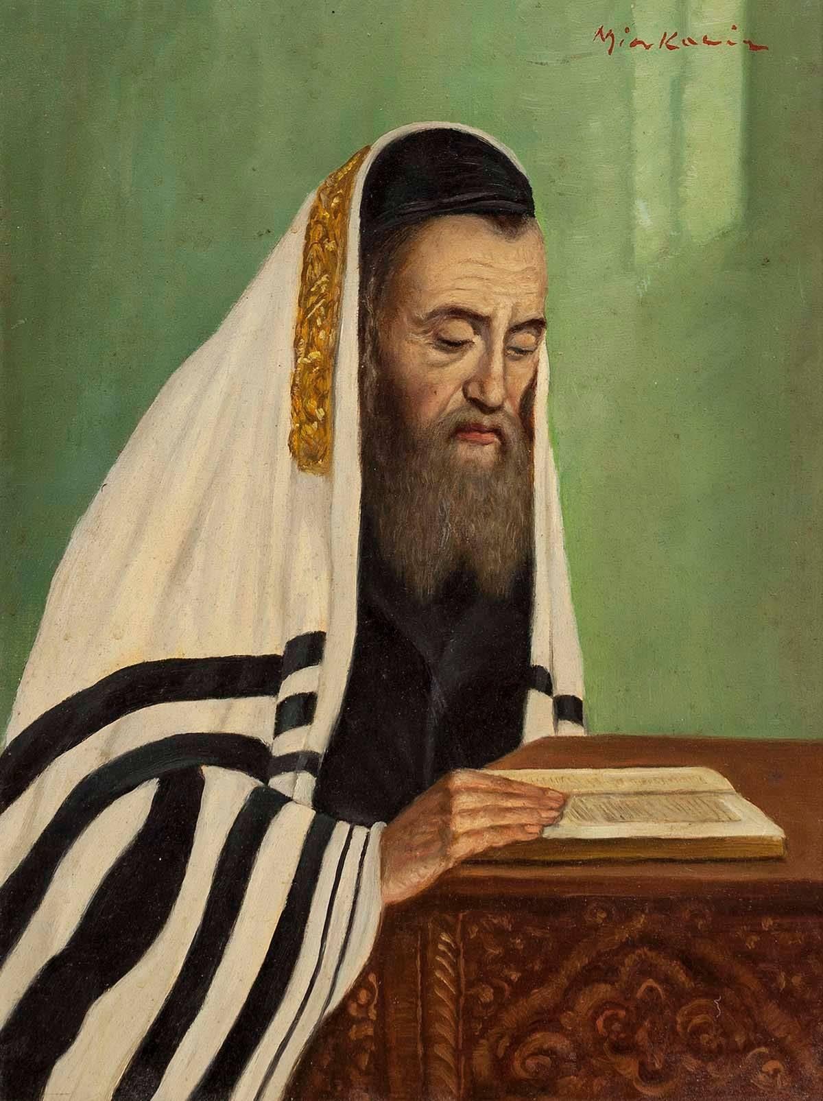 Rabbi in Prayer - Painting by Unknown