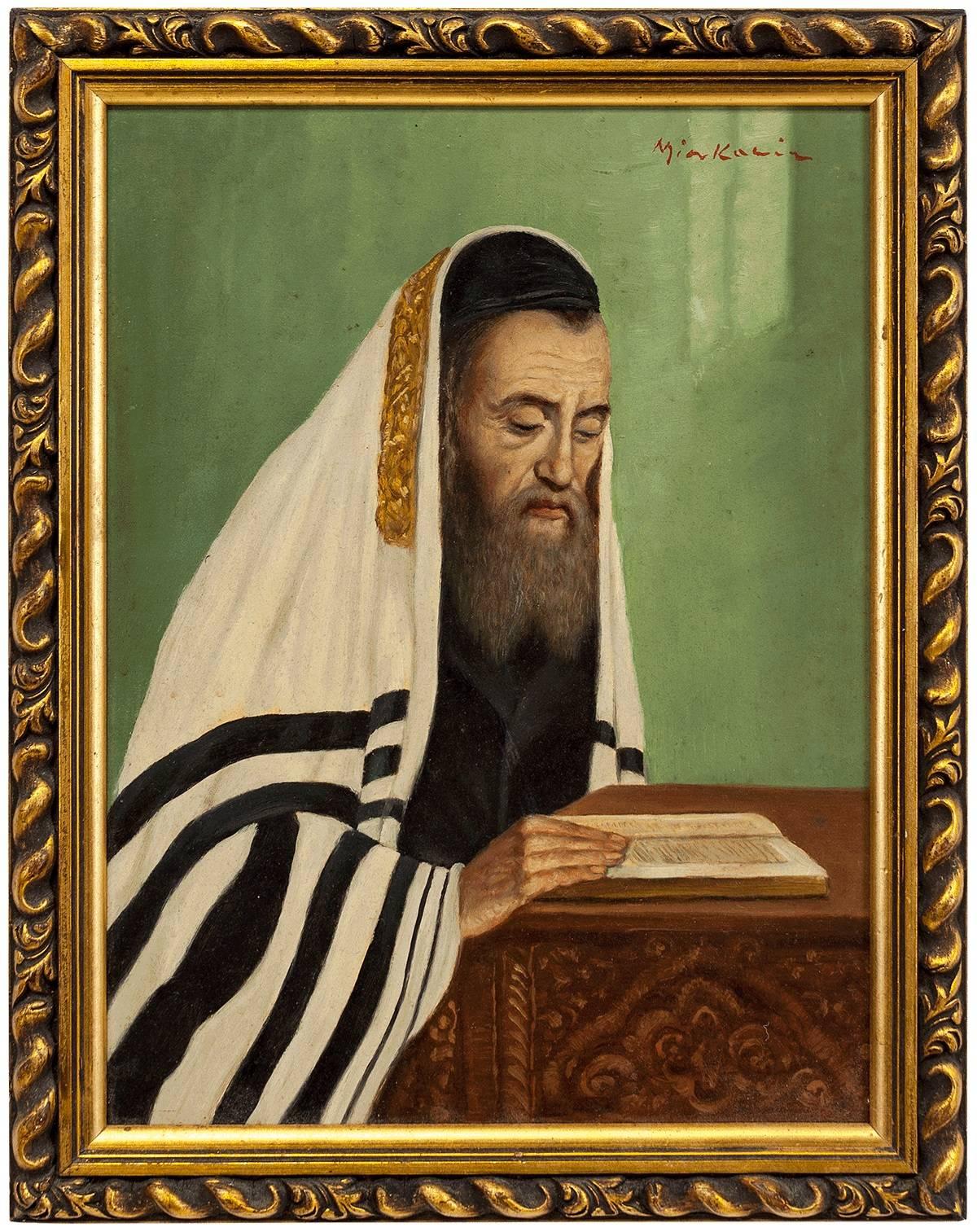 Unknown Portrait Painting - Rabbi in Prayer