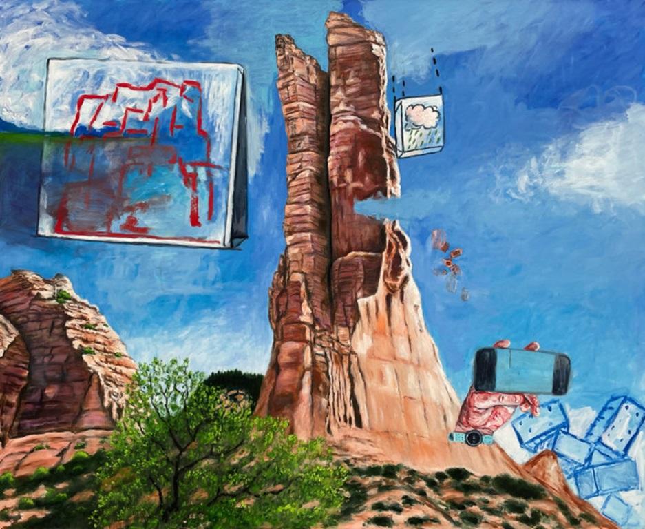 Orecchie di coniglio/ Cielo blu magro, olio su tela di Kenneth Craft, 2023