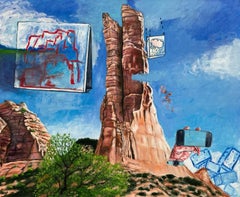 Rabbit Ears/ Blue Sky Lean, Oil on Canvas Painting by Kenneth Craft, 2023