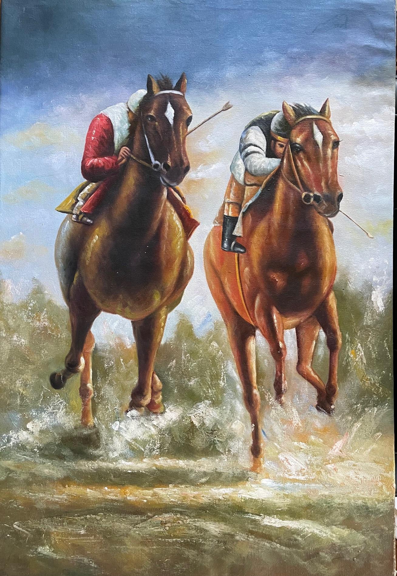 Unknown Animal Painting - Racing Horses
