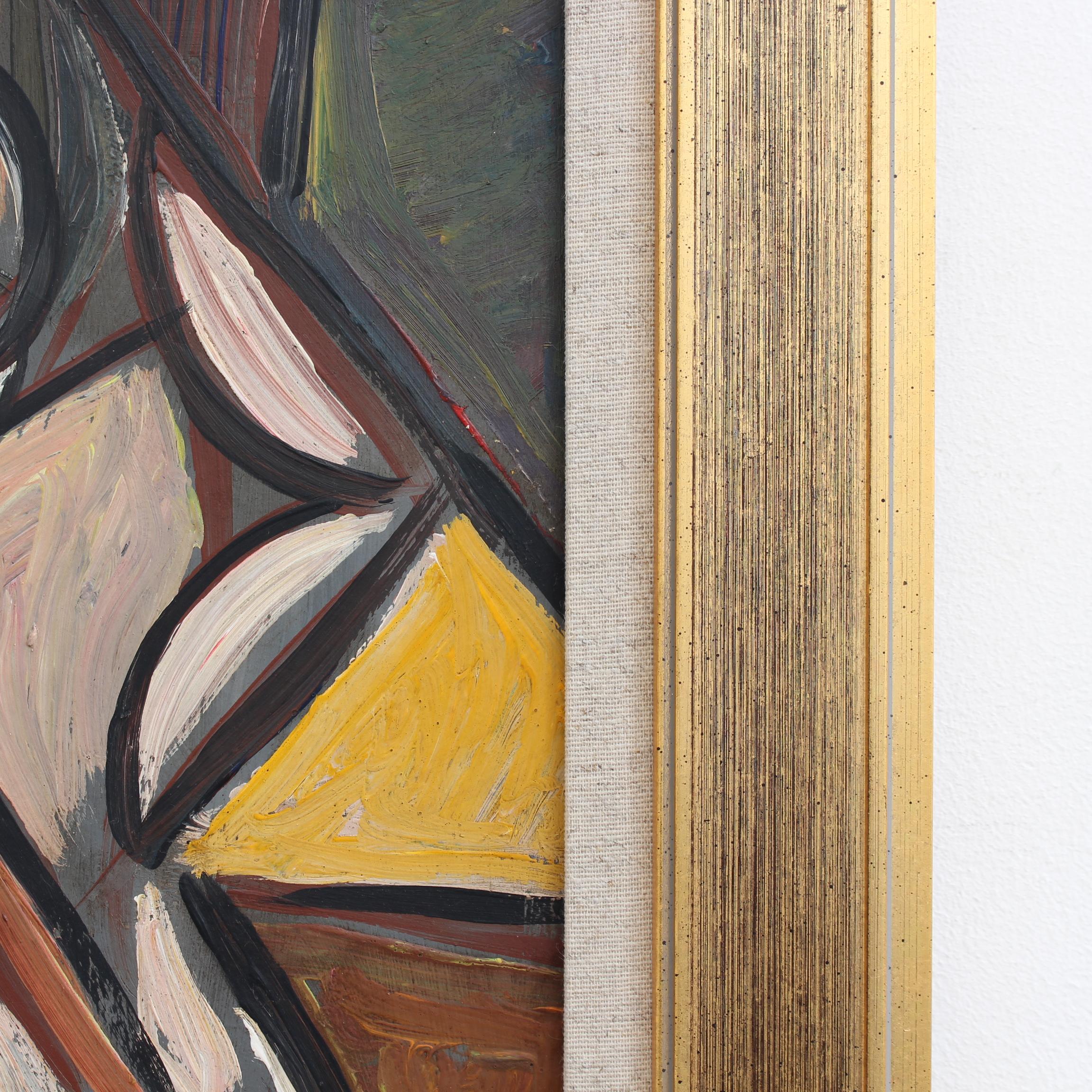 'Radiant Muse: Inspired Cubist Portrait', German School (circa 1970s) For Sale 10