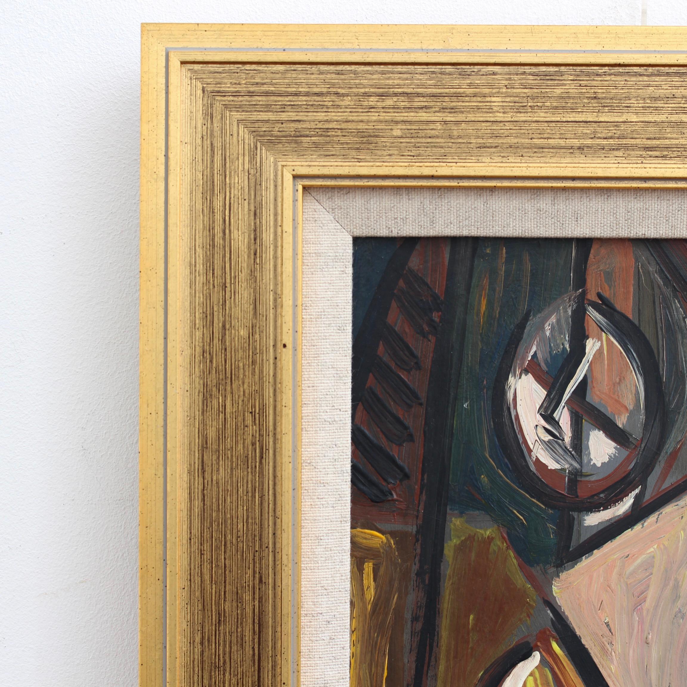 'Radiant Muse: Inspired Cubist Portrait', German School (circa 1970s) For Sale 11