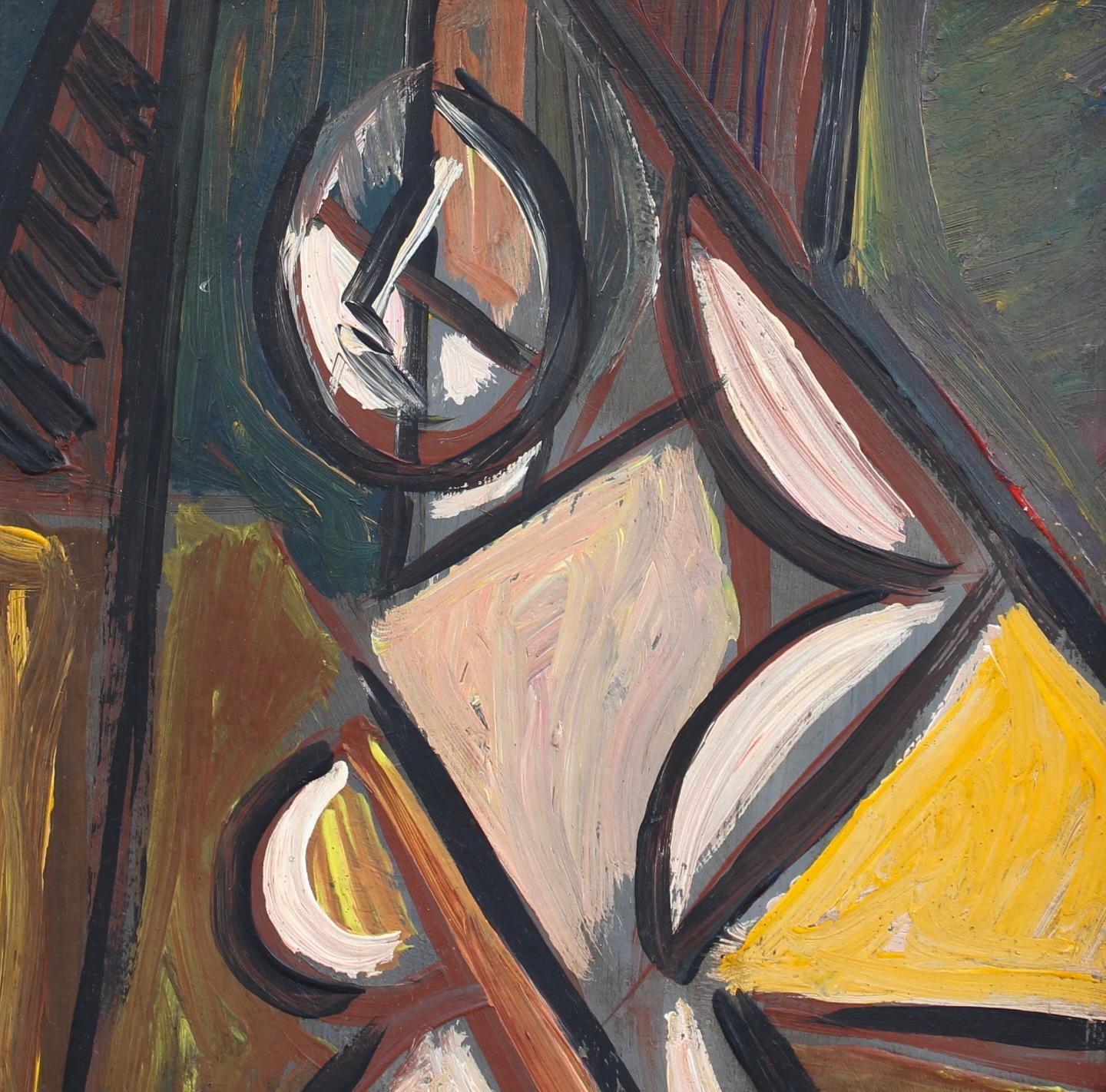 'Radiant Muse: Inspired Cubist Portrait', German School (circa 1970s) For Sale 12