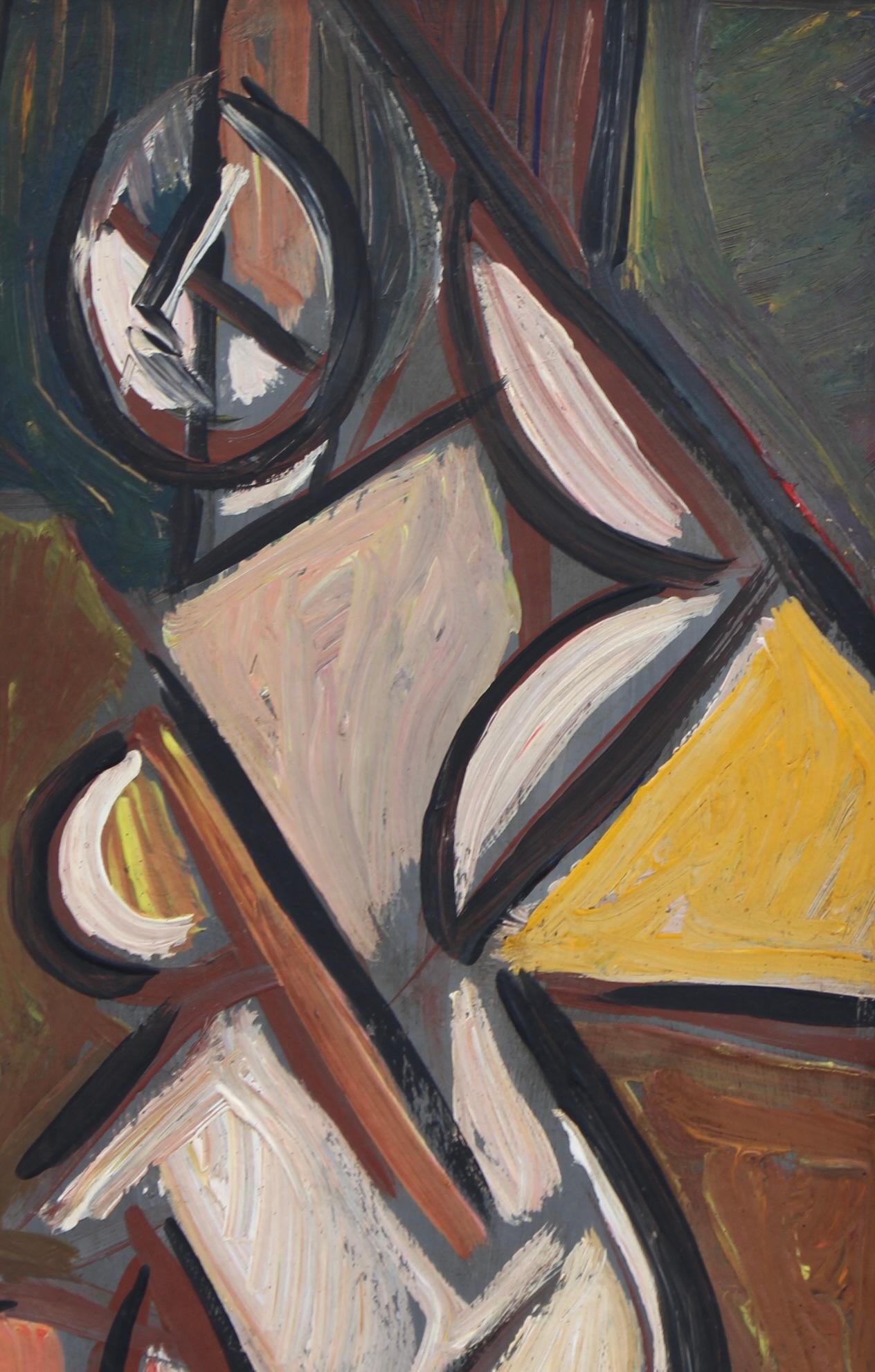'Radiant Muse: Inspired Cubist Portrait', German School (circa 1970s) For Sale 13