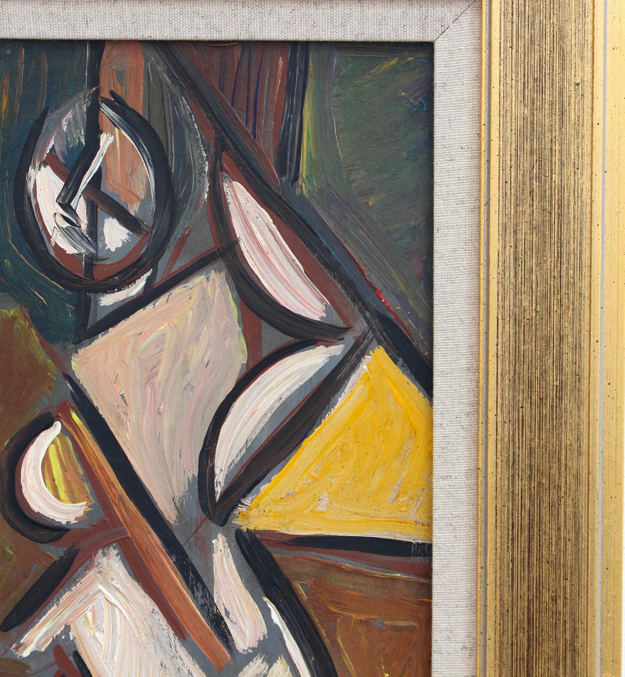 'Radiant Muse: Inspired Cubist Portrait', German School (circa 1970s) For Sale 14