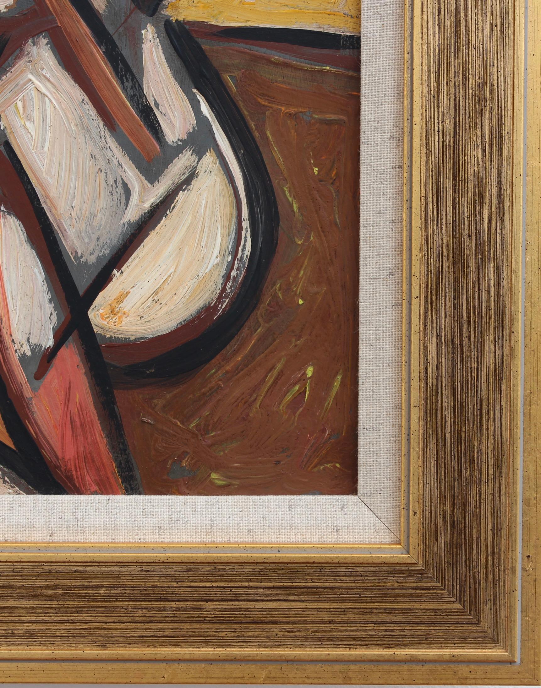 'Radiant Muse: Inspired Cubist Portrait', German School (circa 1970s) For Sale 4