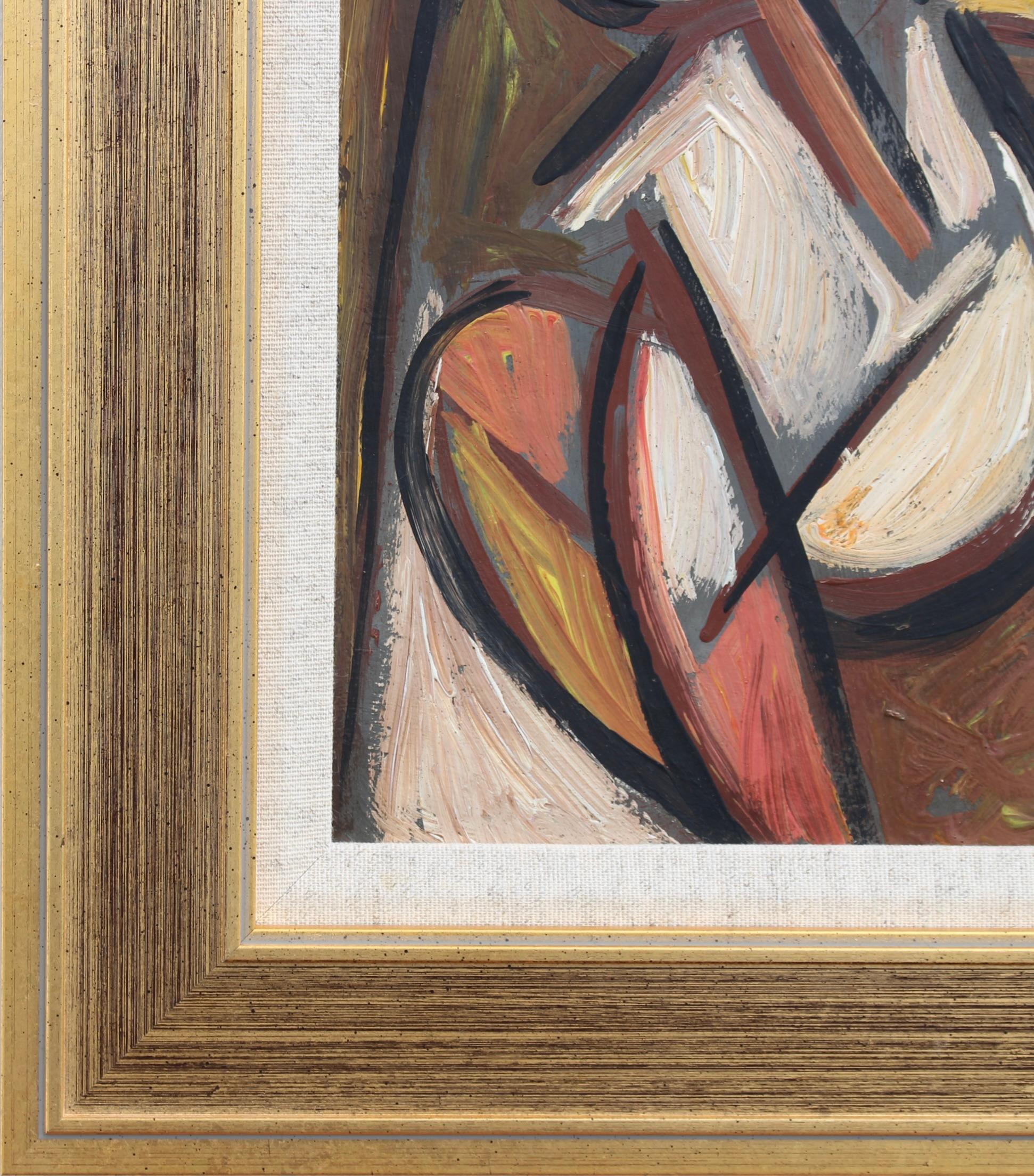 'Radiant Muse: Inspired Cubist Portrait', German School (circa 1970s) For Sale 5