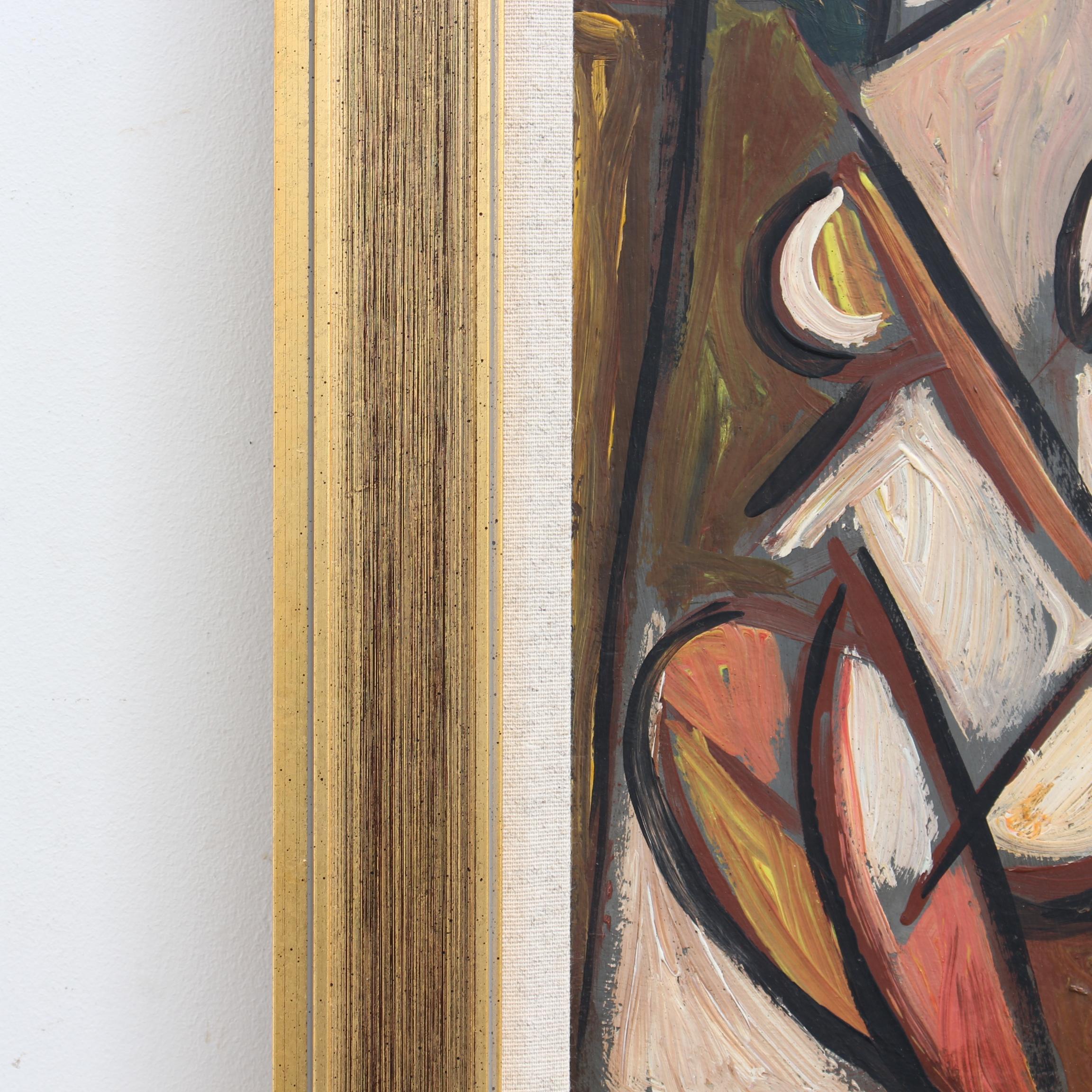 'Radiant Muse: Inspired Cubist Portrait', German School (circa 1970s) For Sale 6