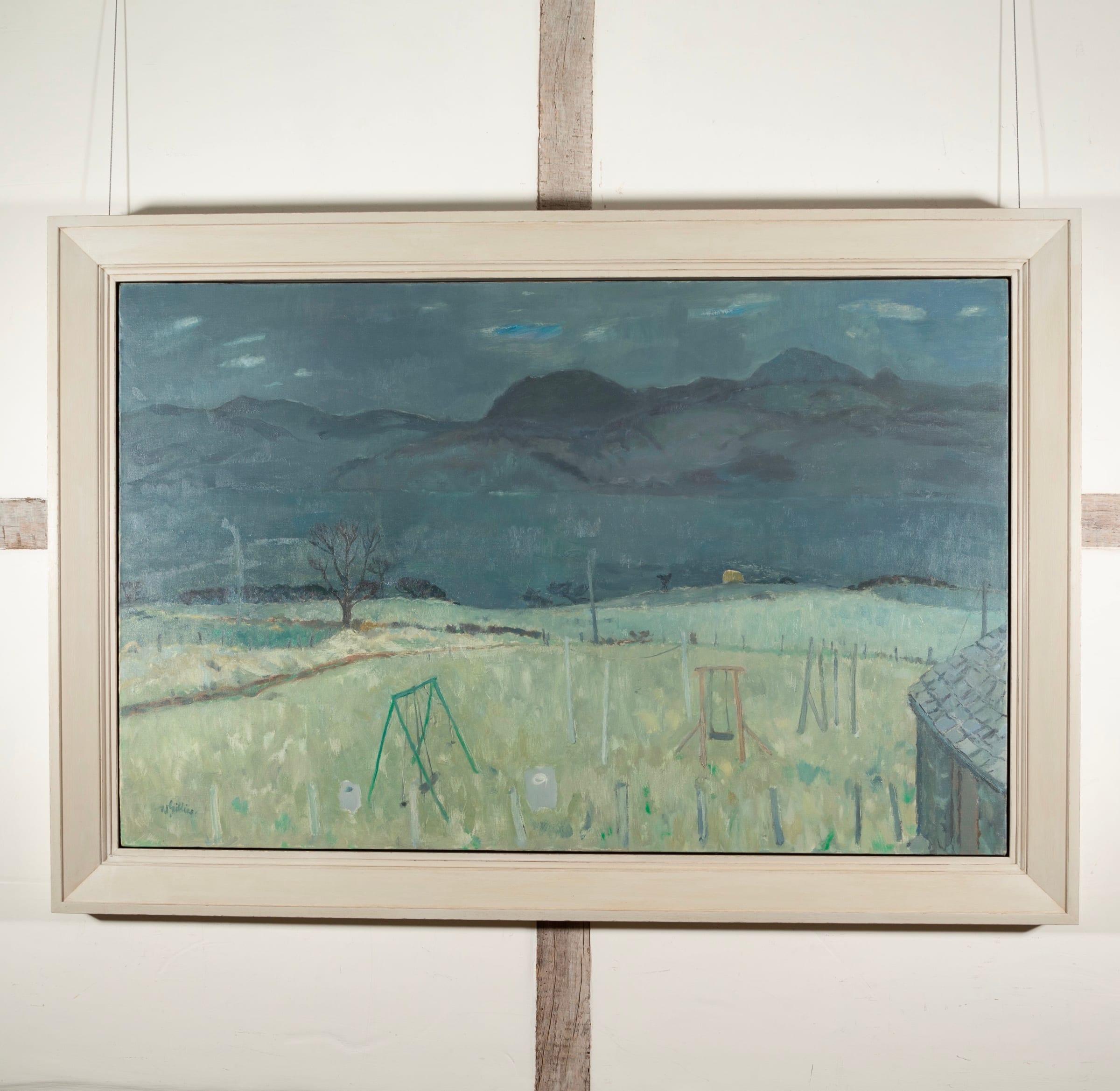 Rain Over Arran, Oil on Canvas Painting by William George Gillies, 1950s For Sale 1