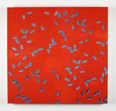 Pioggia di gioia, pittura ad aerografo e polimeri su lino di Alex Blau, 2022