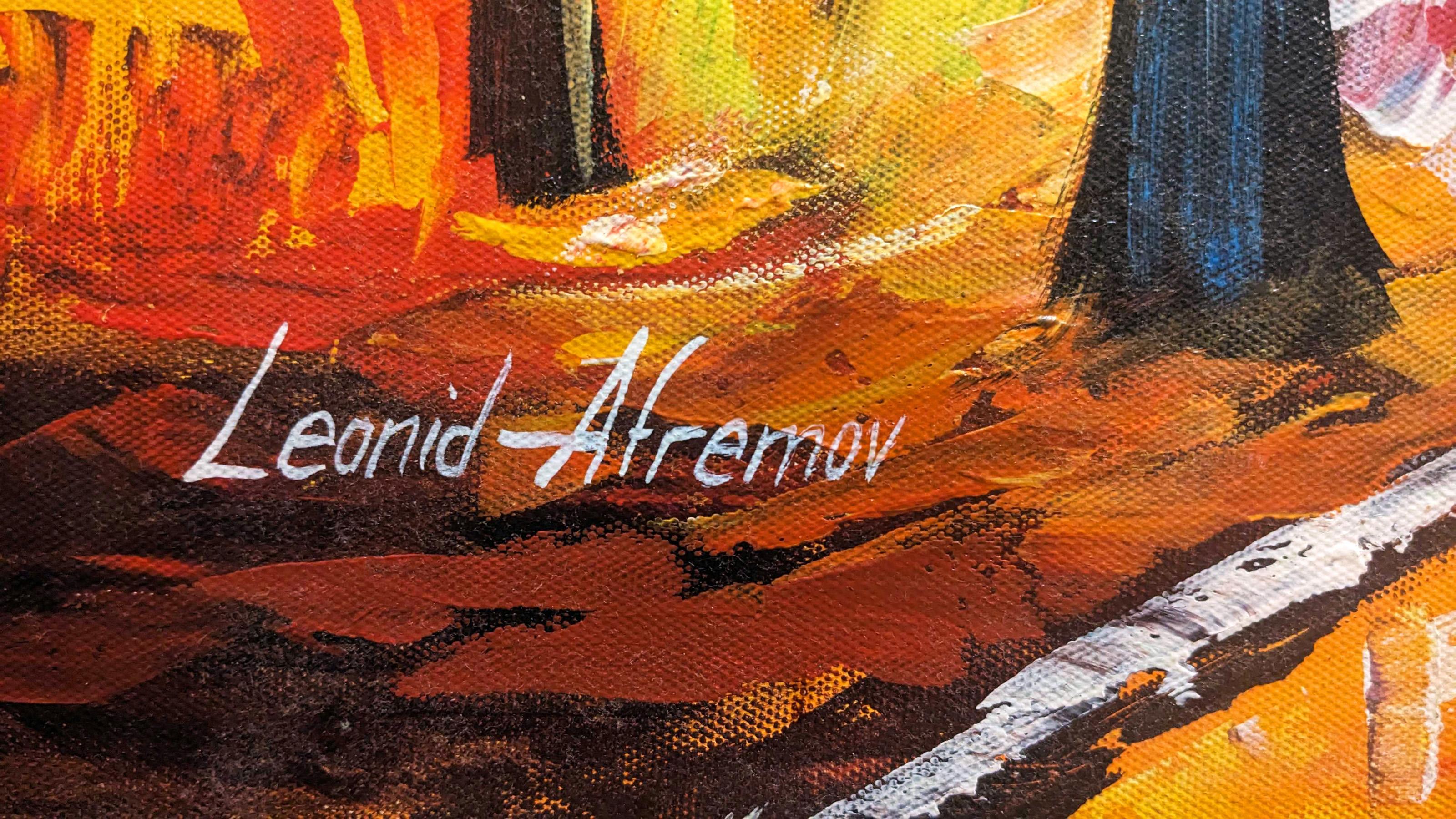Sera piovosa, quadro acrilico impressionista su tela di Leonid Afremov 4