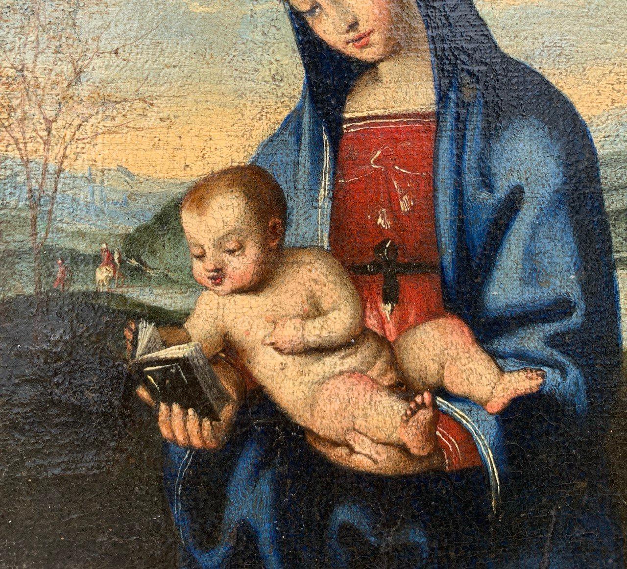 Werkstatt von Raphael (umbrische Renaissance) - 16. Jahrhundert Figurenmalerei - Jungfrau im Angebot 2