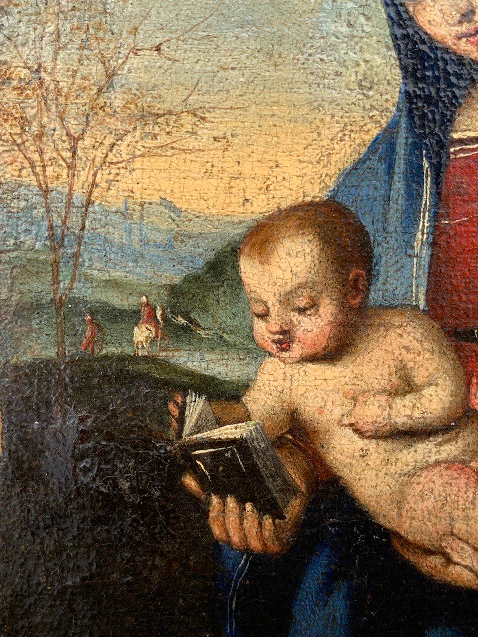 Werkstatt von Raphael (umbrische Renaissance) - 16. Jahrhundert Figurenmalerei - Jungfrau im Angebot 3