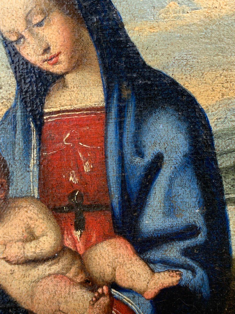 Werkstatt von Raphael (umbrische Renaissance) - 16. Jahrhundert Figurenmalerei - Jungfrau im Angebot 4