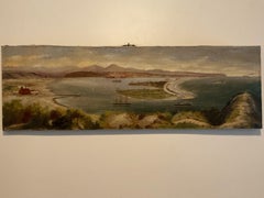 Rare Antique San Diego, California Panoramic View Painting - Oil on Canvas