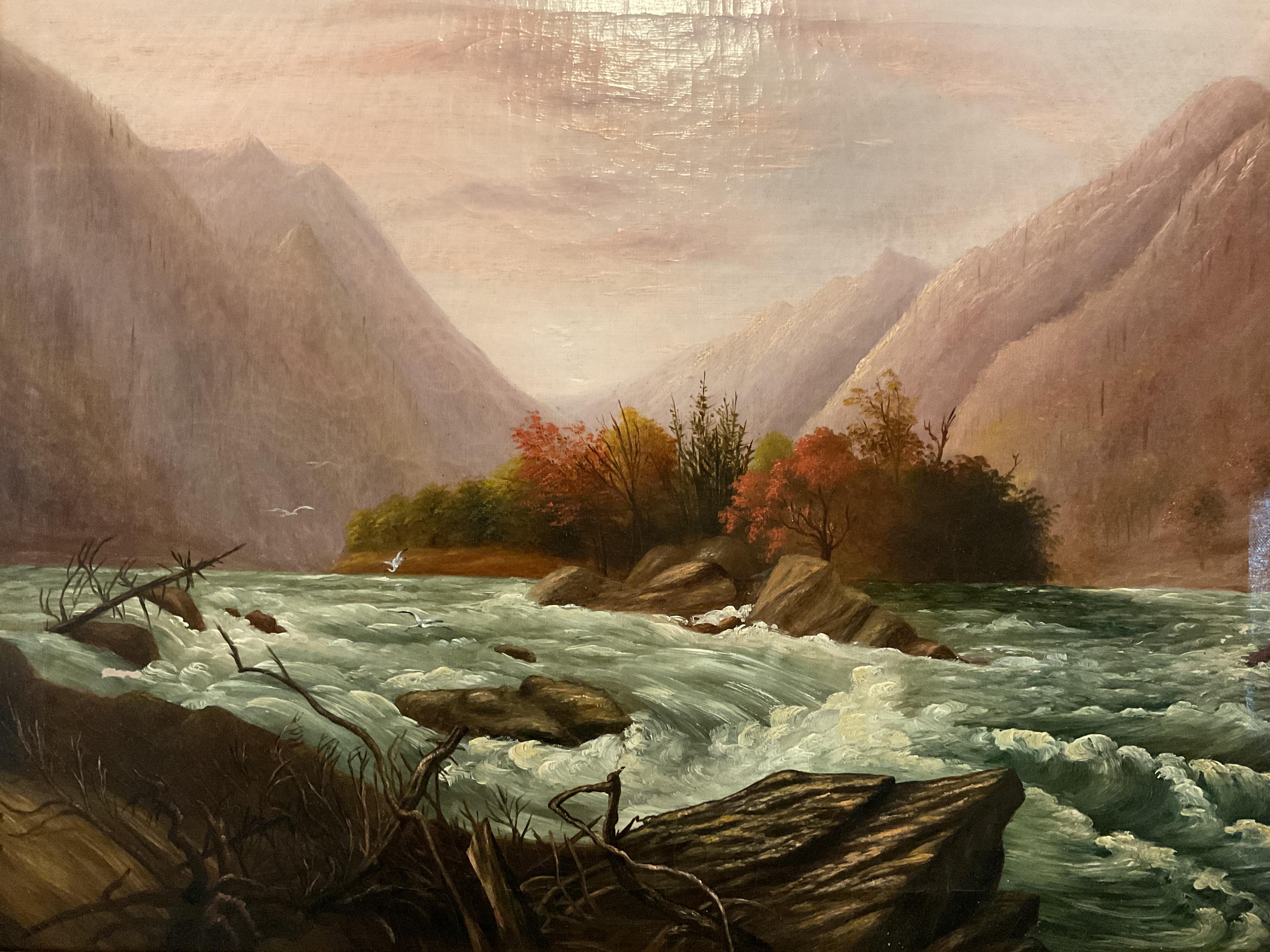 Rare peinture sudiste de la rivière French Broad, Caroline du Nord, vers 1890 - Painting de Unknown