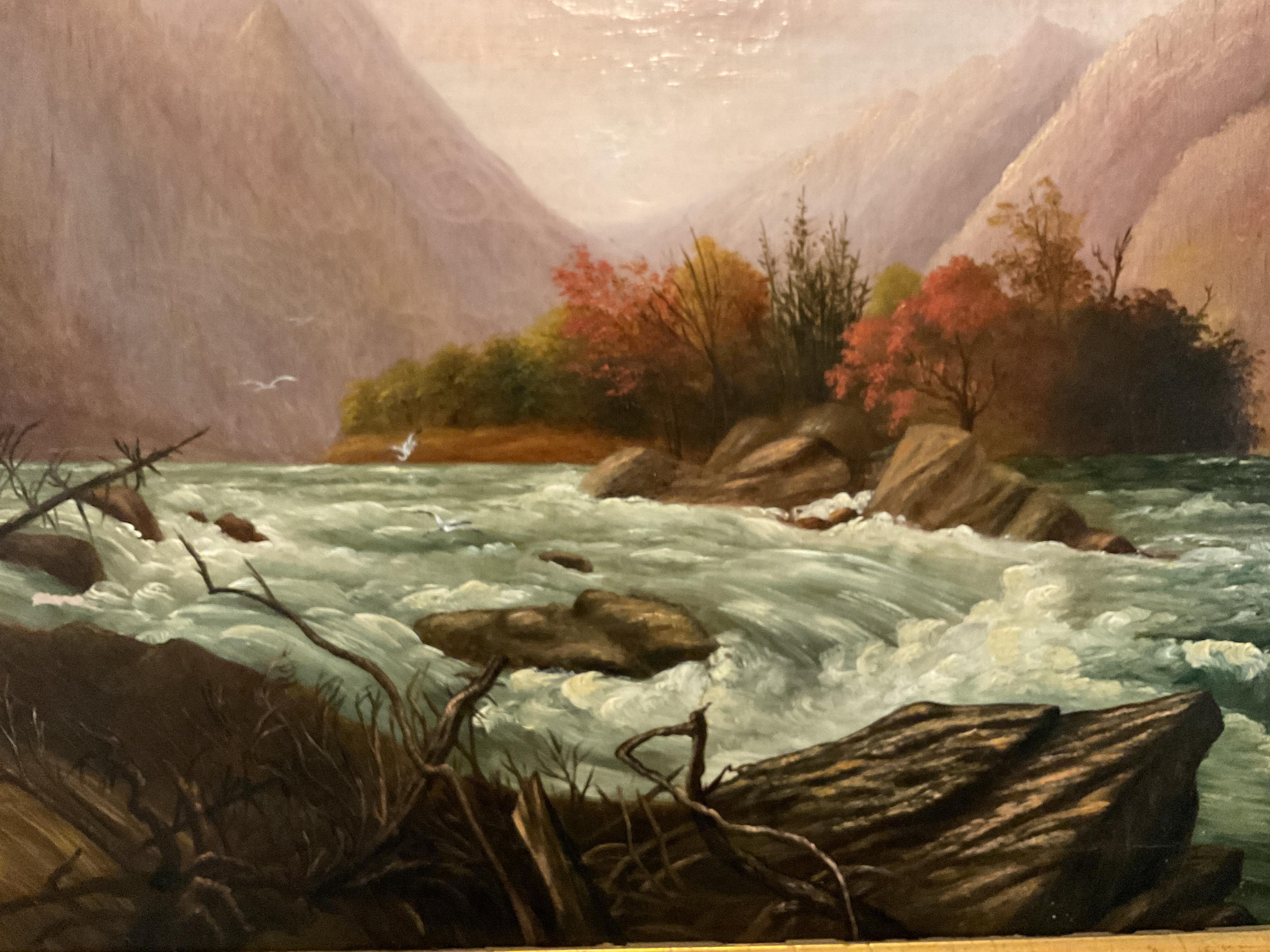Rare peinture sudiste de la rivière French Broad, Caroline du Nord, vers 1890 - Romantique Painting par Unknown