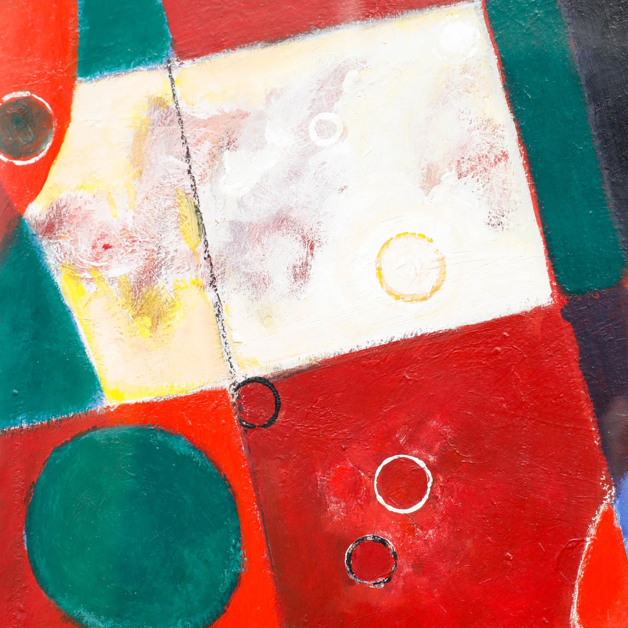 A playful abstract by the artist Ray Barry (1931-2022). Signed to the lower right. Well presented in a whitewash frame. On paper.