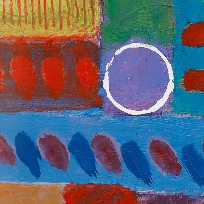 A playful abstract by the artist Ray Barry (1931-2022). Unsigned. Well presented in a whitewash frame. On paper.
