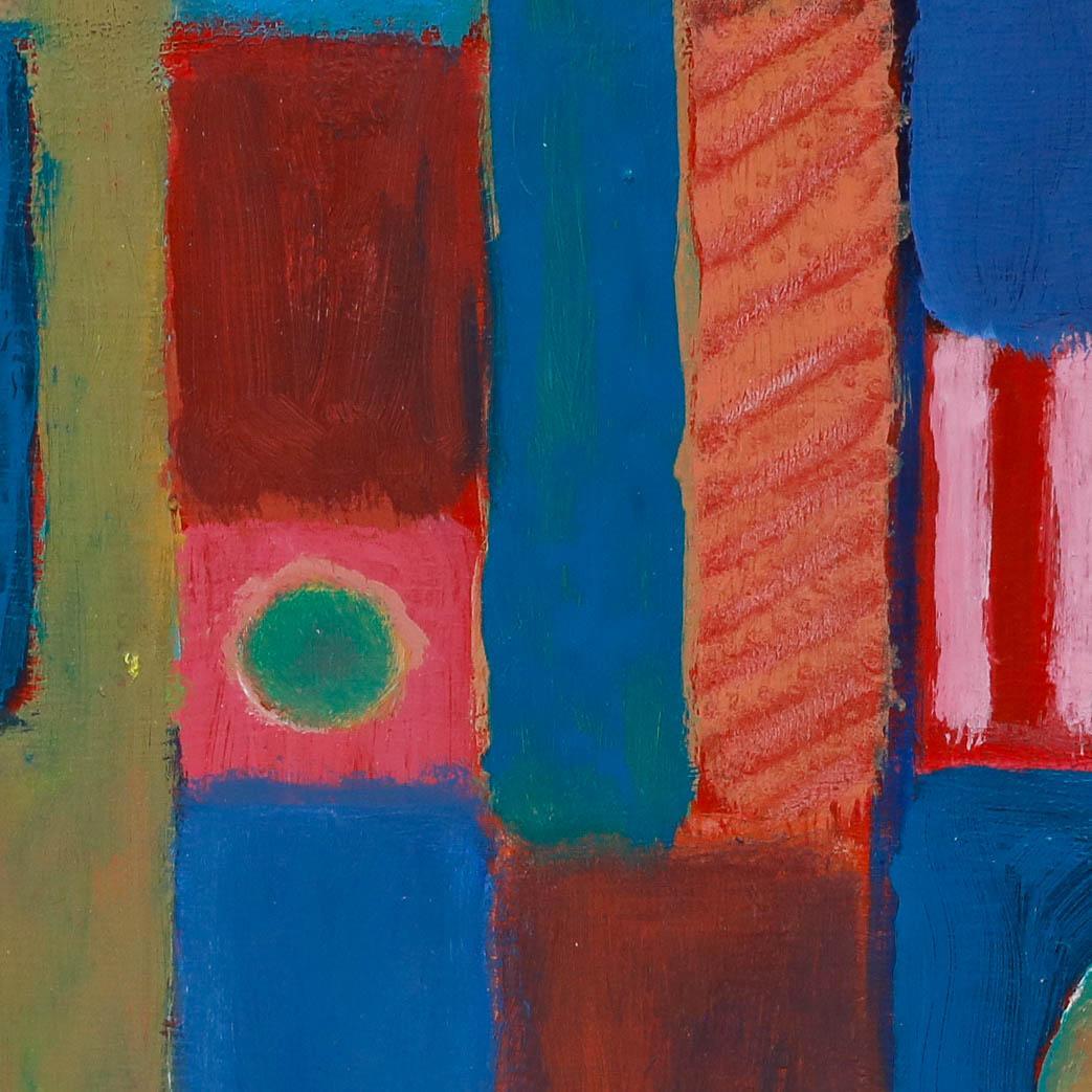 A playful abstract by the artist Ray Barry (1931-2022). Signed to the lower left. Well presented in a whitewash frame. On paper.