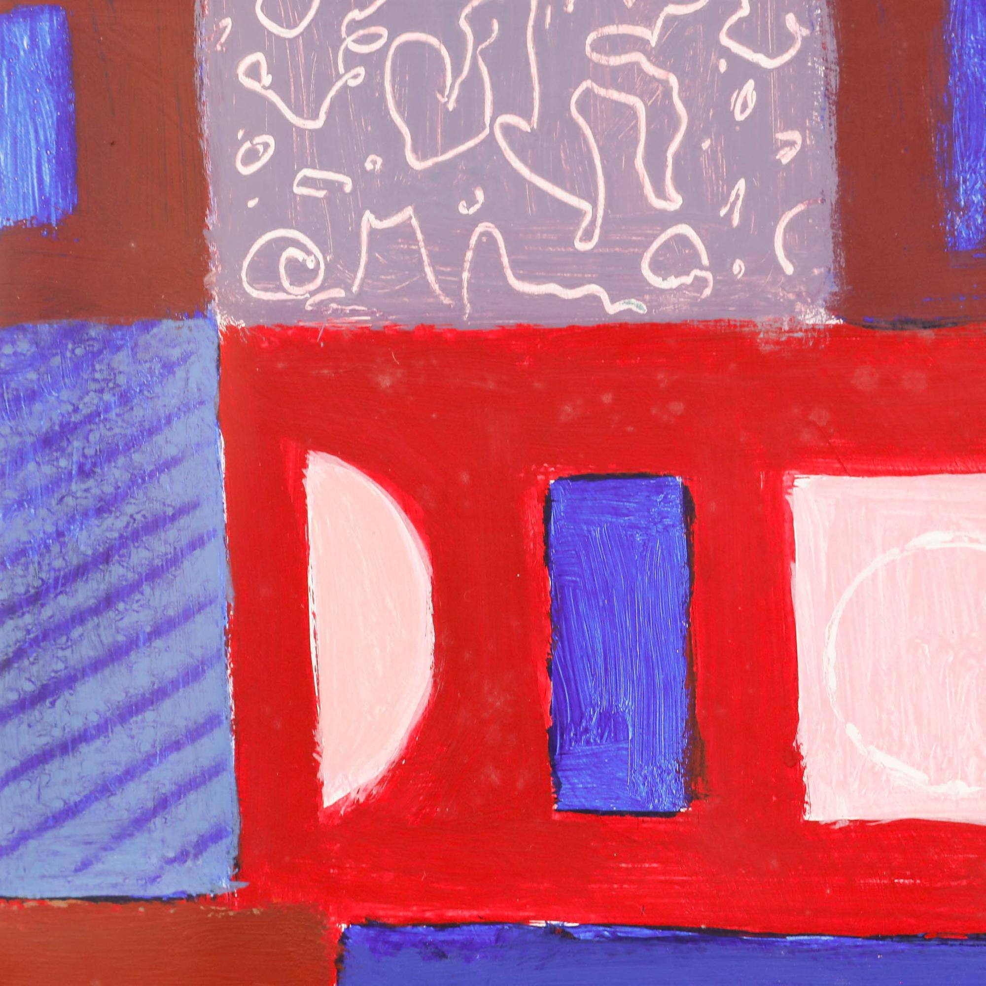 A playful abstract composition by the artist Ray Barry (1931-2022). Signed to the lower left. Well presented in a white mount and off-white frame, behind glass. On paper. 
