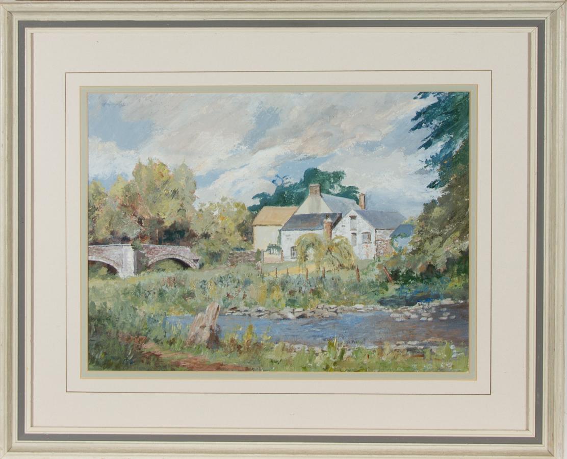 Unknown Landscape Painting - R.B. - 1997 Acrylic, Abercynrig Mill, Breconshire