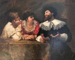 Antique Lively conversation around a balustrade
