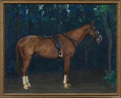 Realist Antique American Equine Horse Portrait Framed Original Oil Painting Realist Antique American Equine Horse Portrait Framed Original Oil Painting