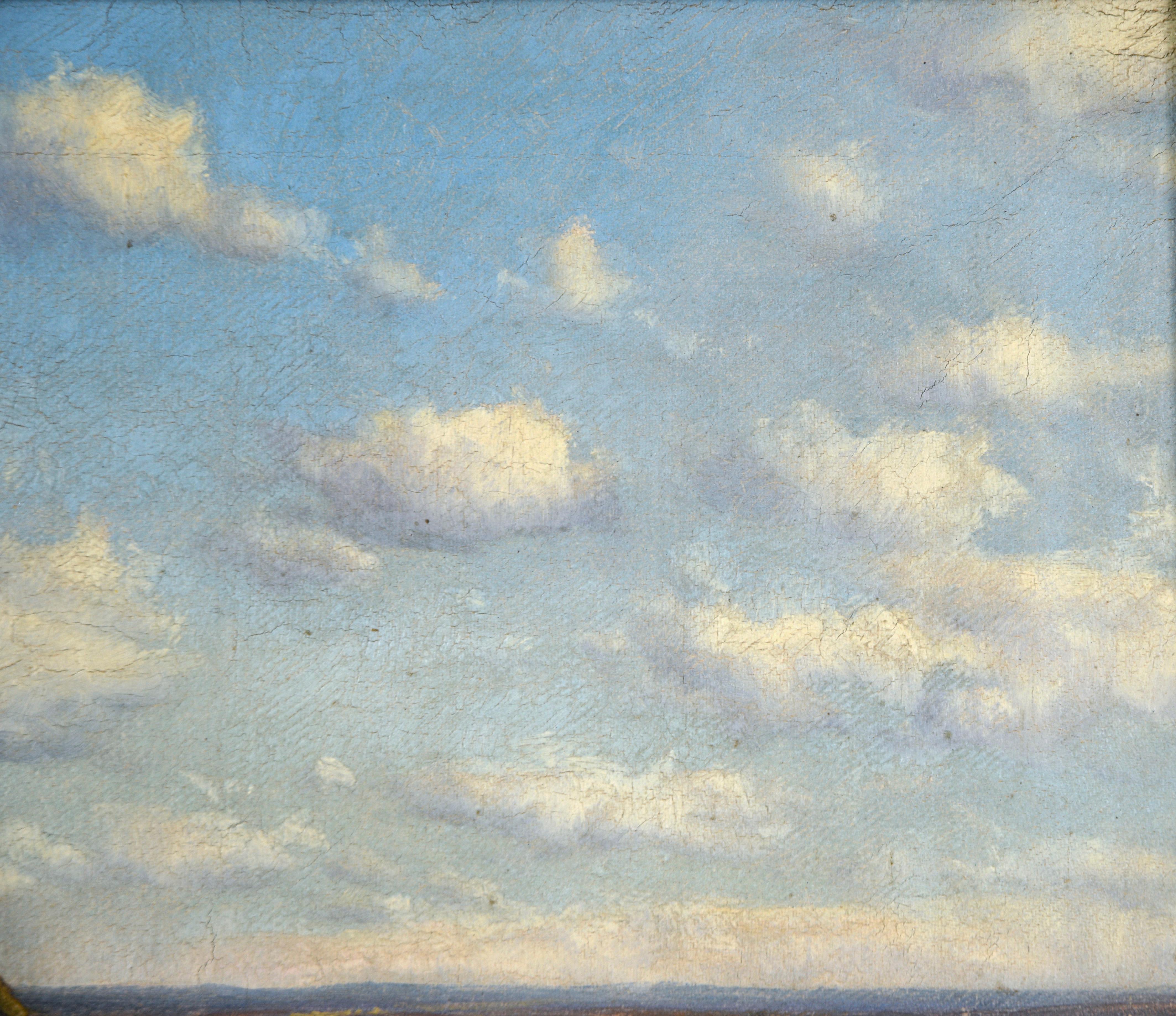 Realistische Küstenszene auf dem Lande - Antikes Original-Ölgemälde (Realismus), Painting, von Unknown