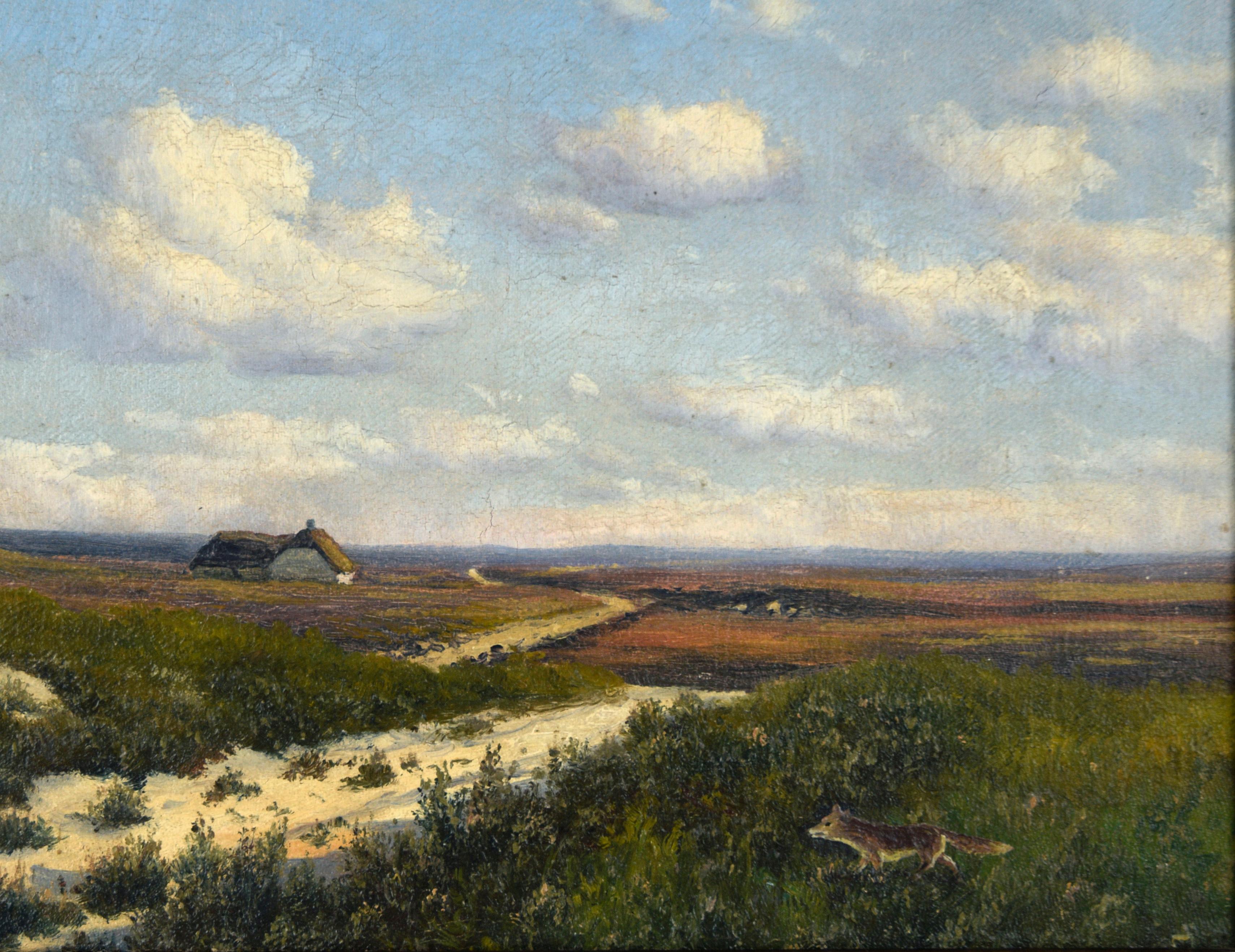 Realistische Küstenszene auf dem Lande - Antikes Original-Ölgemälde (Braun), Landscape Painting, von Unknown