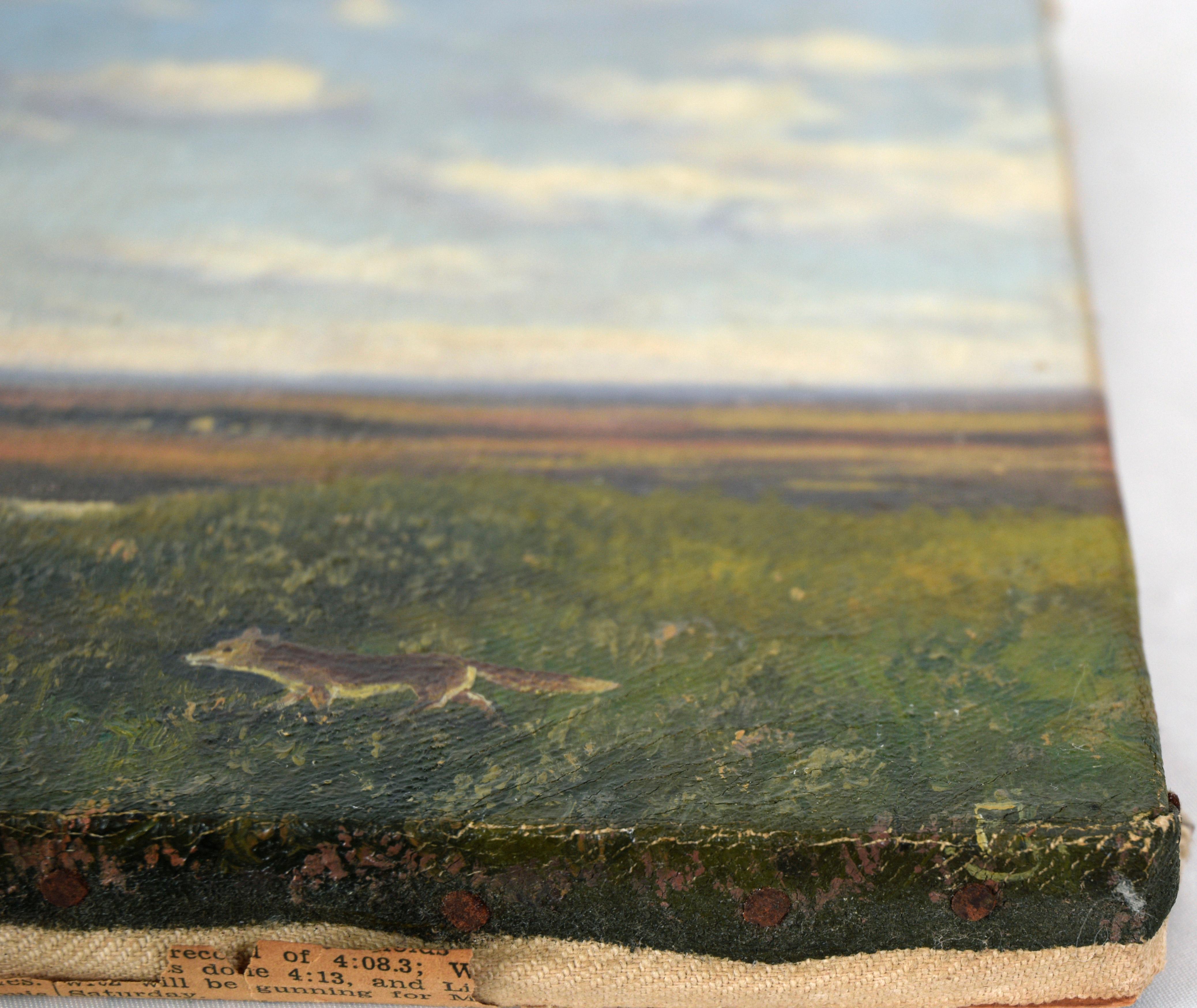 Realistische Küstenszene auf dem Lande - Antikes Original-Ölgemälde im Angebot 2