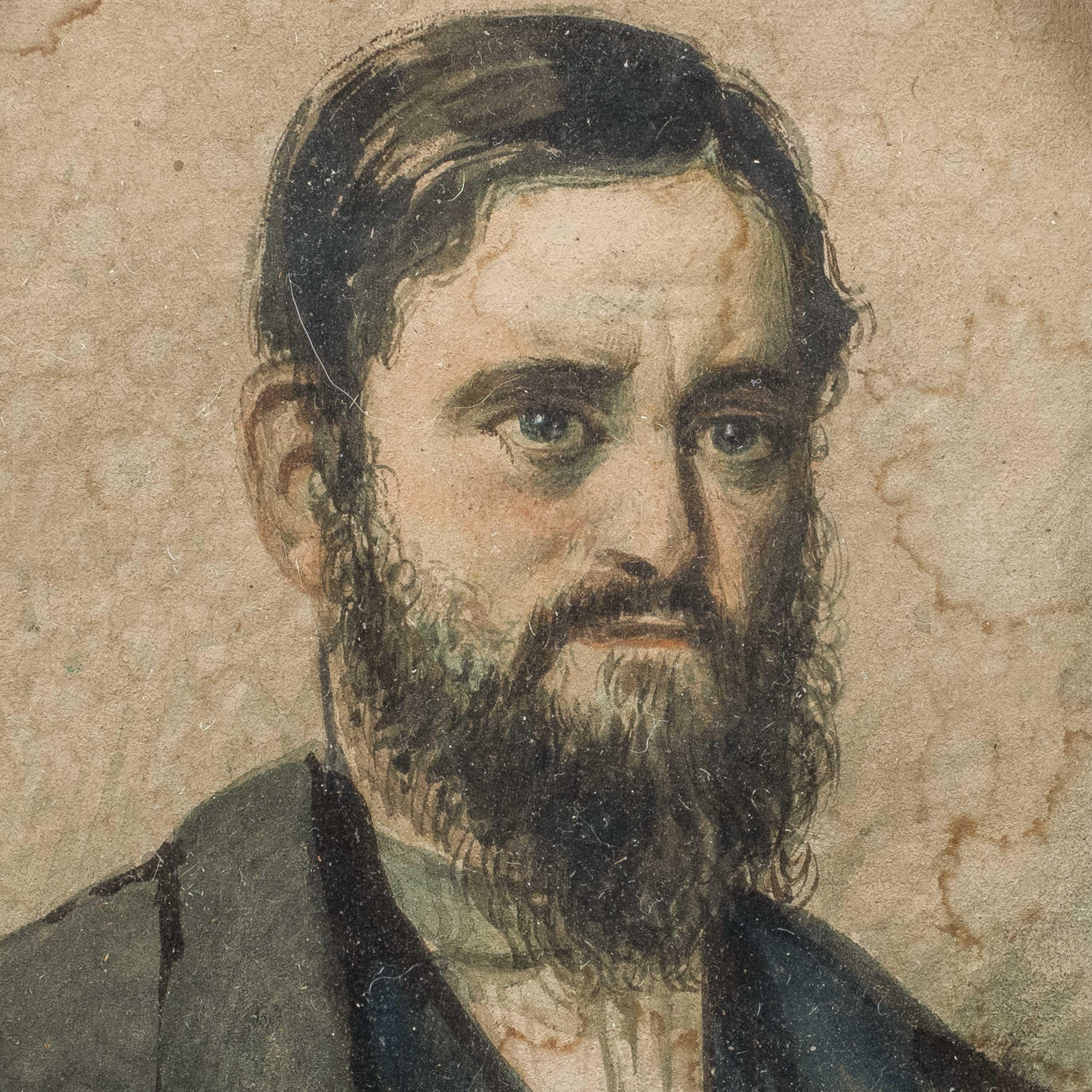 Realist European painter - 19th century figure painting - Portrait of a gentlema - Painting by Unknown