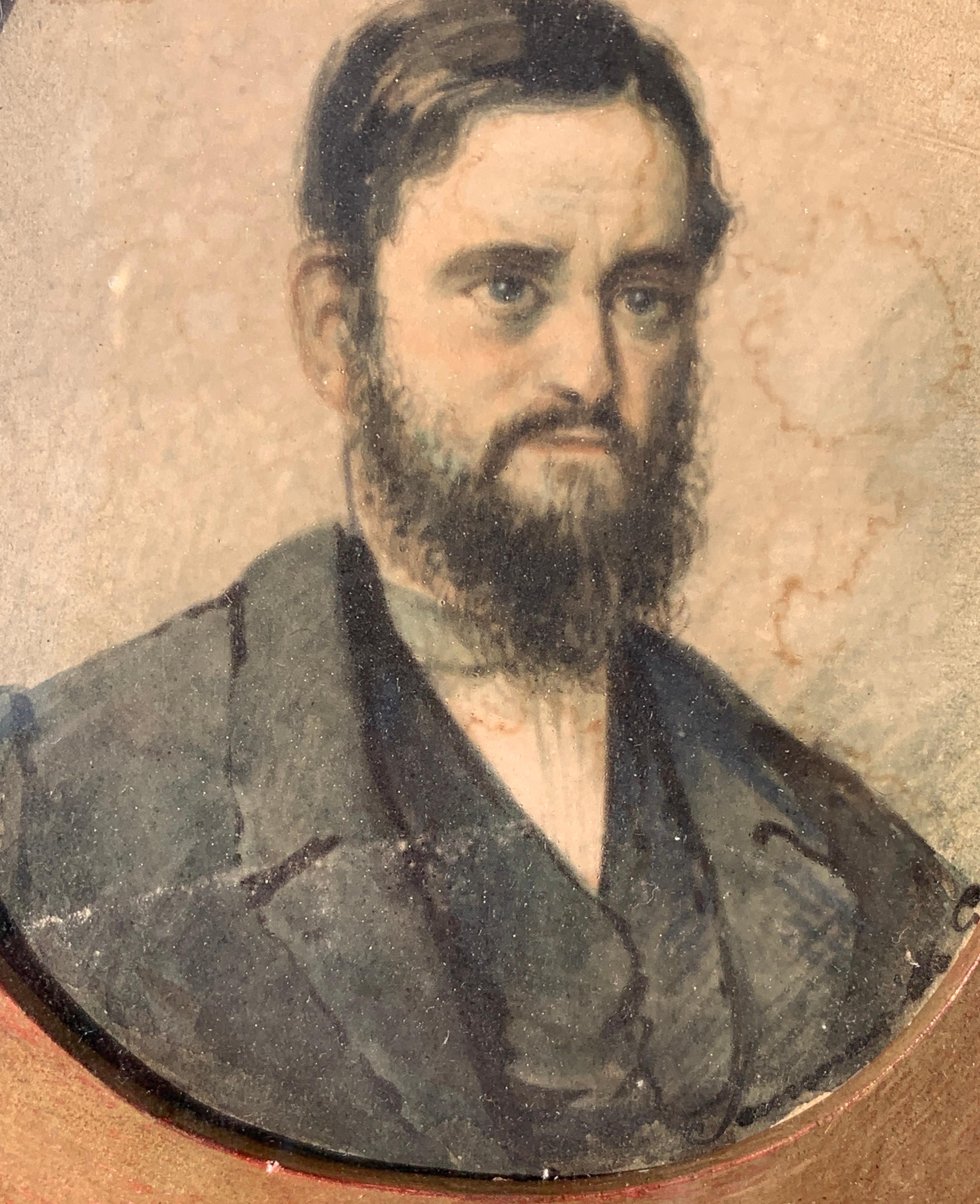 Realist European painter - 19th century figure painting - Portrait of a gentlema For Sale 2