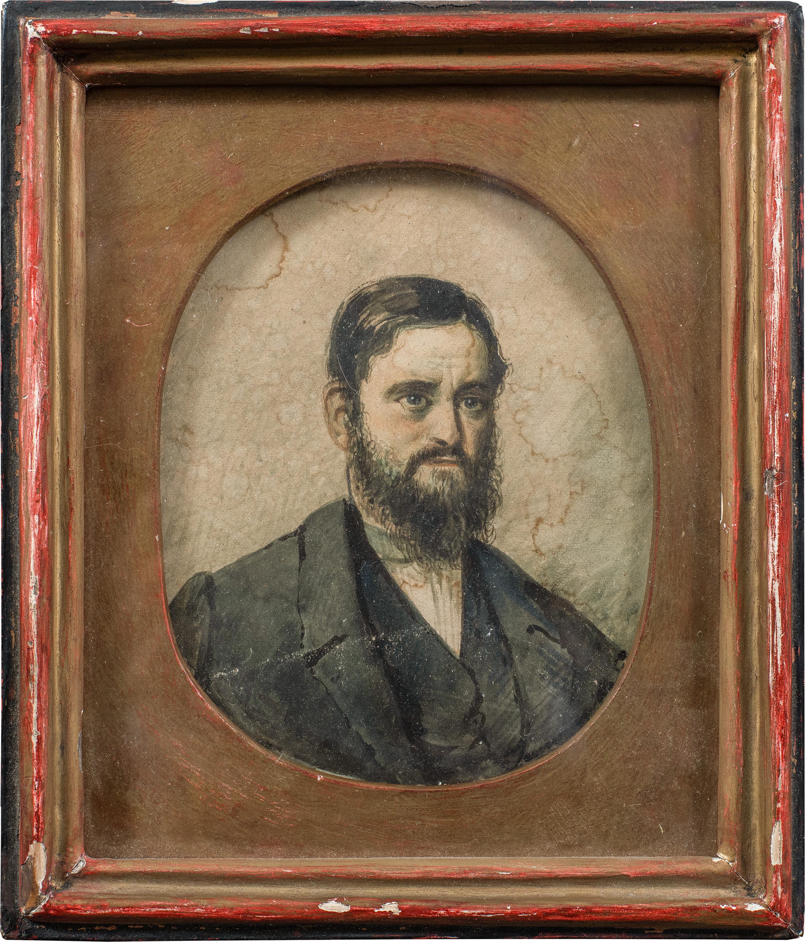Unknown Figurative Painting - Realist European painter - 19th century figure painting - Portrait of a gentlema