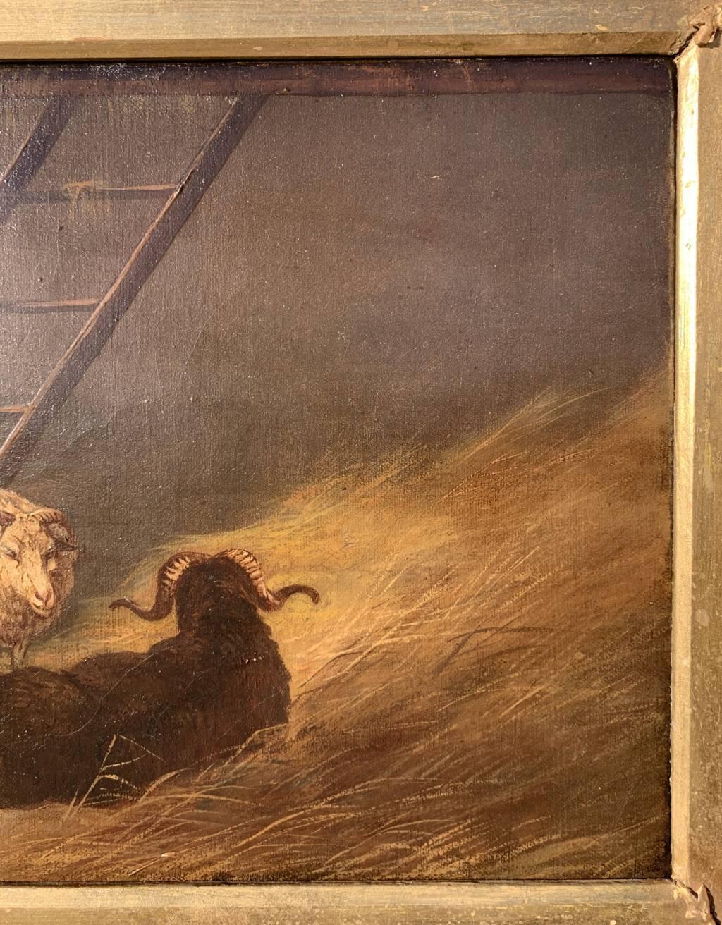 Realistischer italienischer Maler des 19. Jahrhunderts – Tiermalerei des Realismus – Schafe – Öl auf Leinwand im Angebot 3