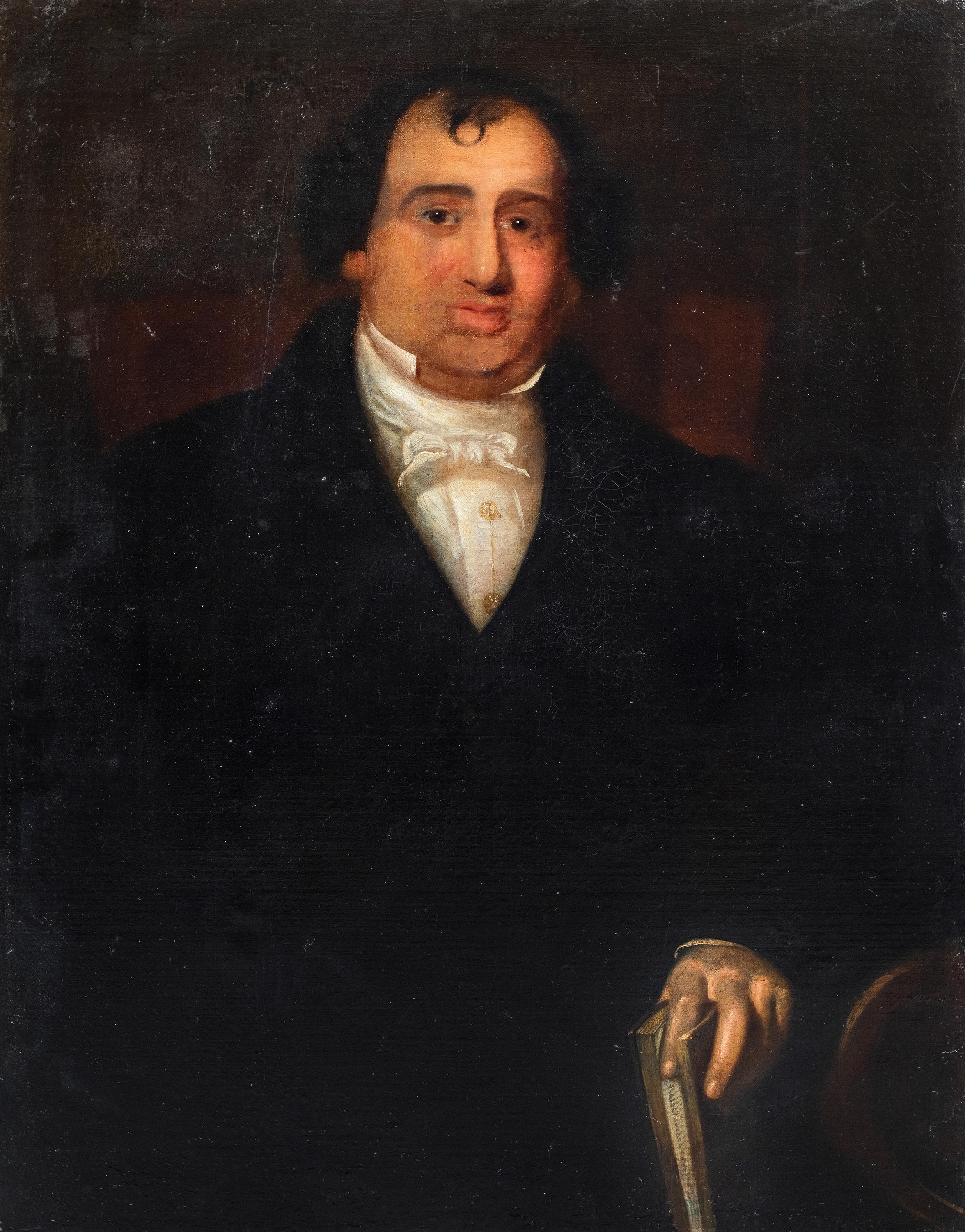 Portrait Painting di Unknown - Pittore realista italiano - Pittura di figura del XIX secolo - Ritratto maschile