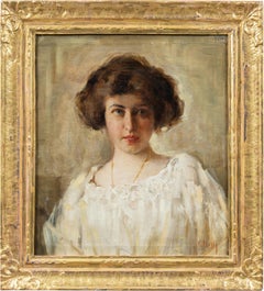 Realist Italian painter - Late 19th century figure painting - Girl portrait