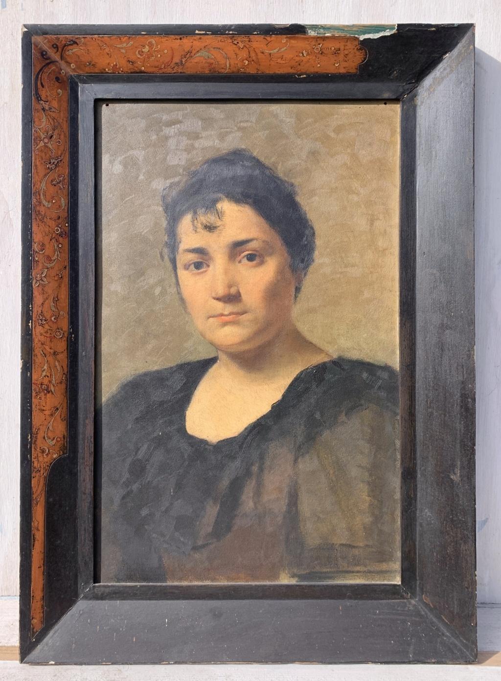 Realist Italian painter - Late 19th century figure painting - Portrait Girl - Painting by Unknown