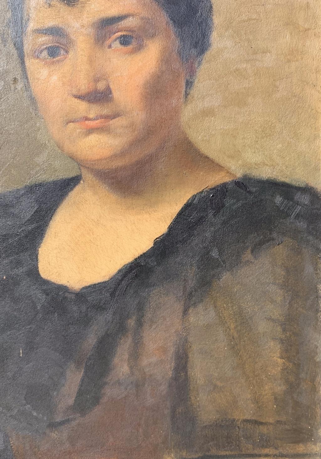 Realist Italian painter - Late 19th century figure painting - Portrait Girl For Sale 1