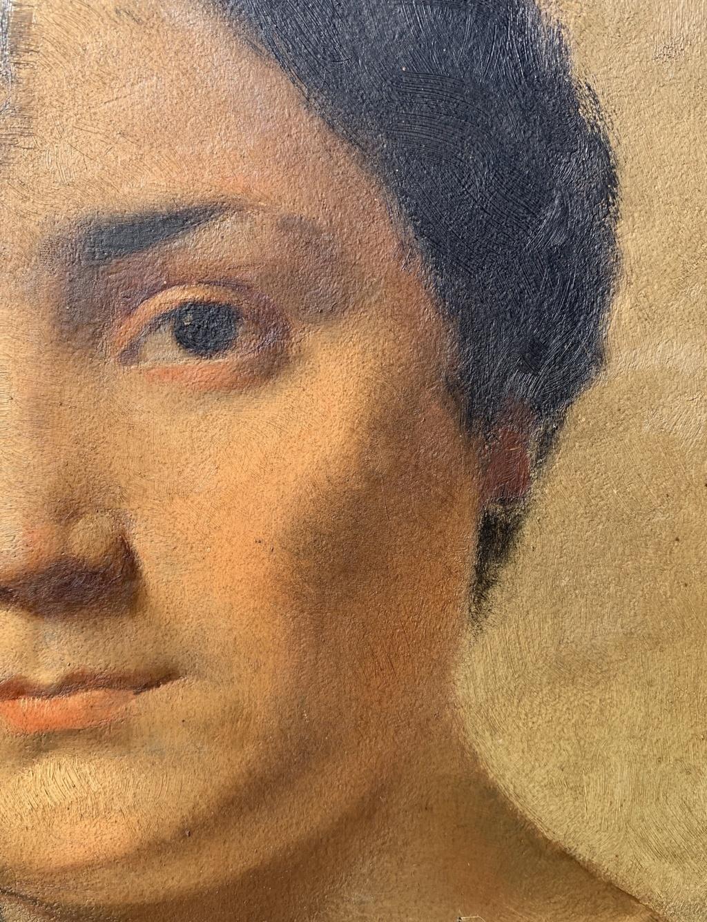 Realist Italian painter - Late 19th century figure painting - Portrait Girl For Sale 4