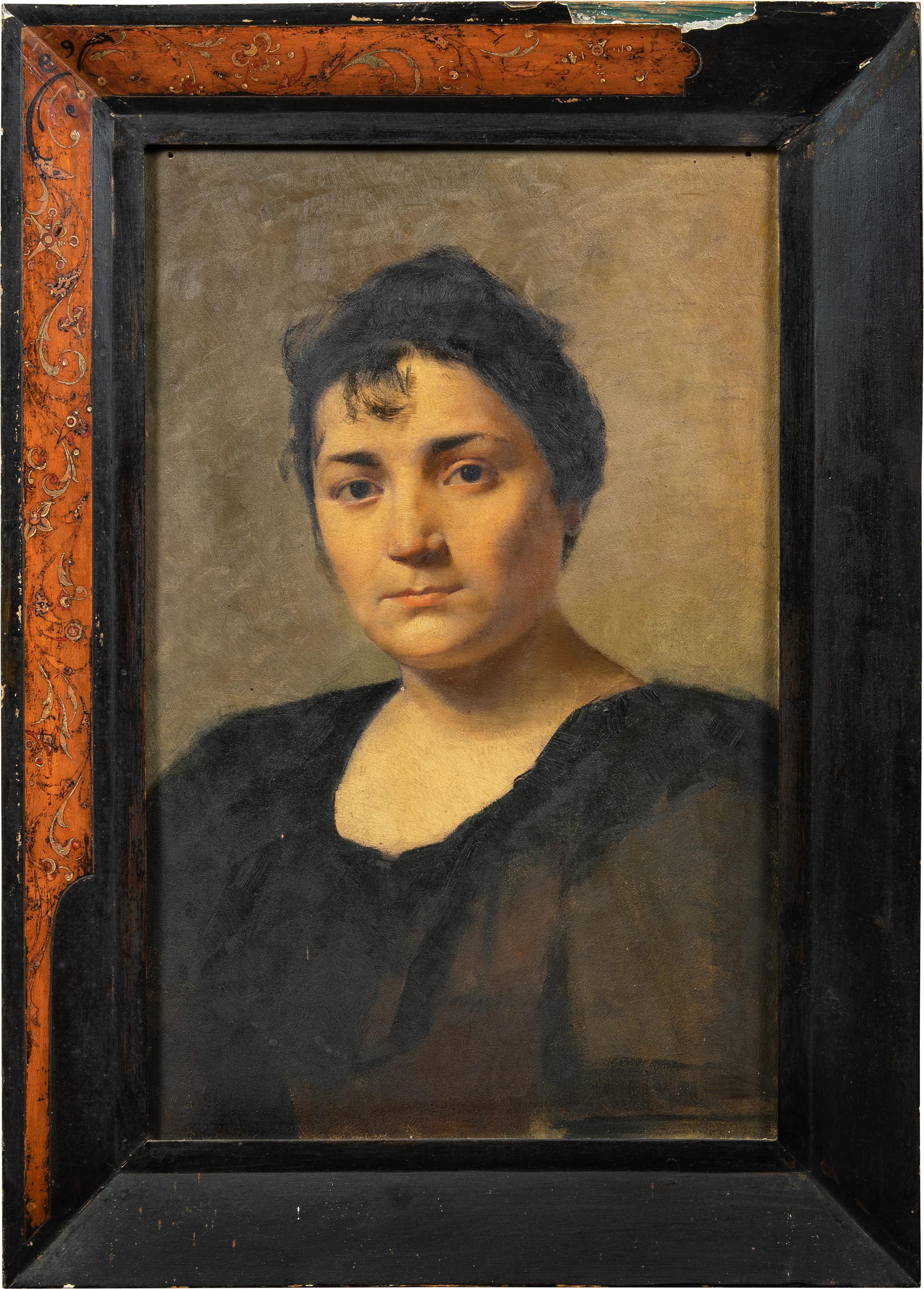 Unknown Interior Painting - Realist Italian painter - Late 19th century figure painting - Portrait Girl