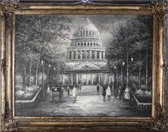 Realist Modern Black and White United States Capitol Building Painting