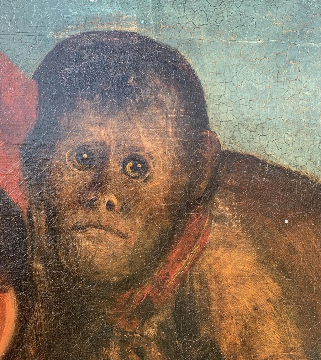 Pittore realista (scuola italiana) - Pittura di figura del XIX secolo - Bambino con scimmia 5